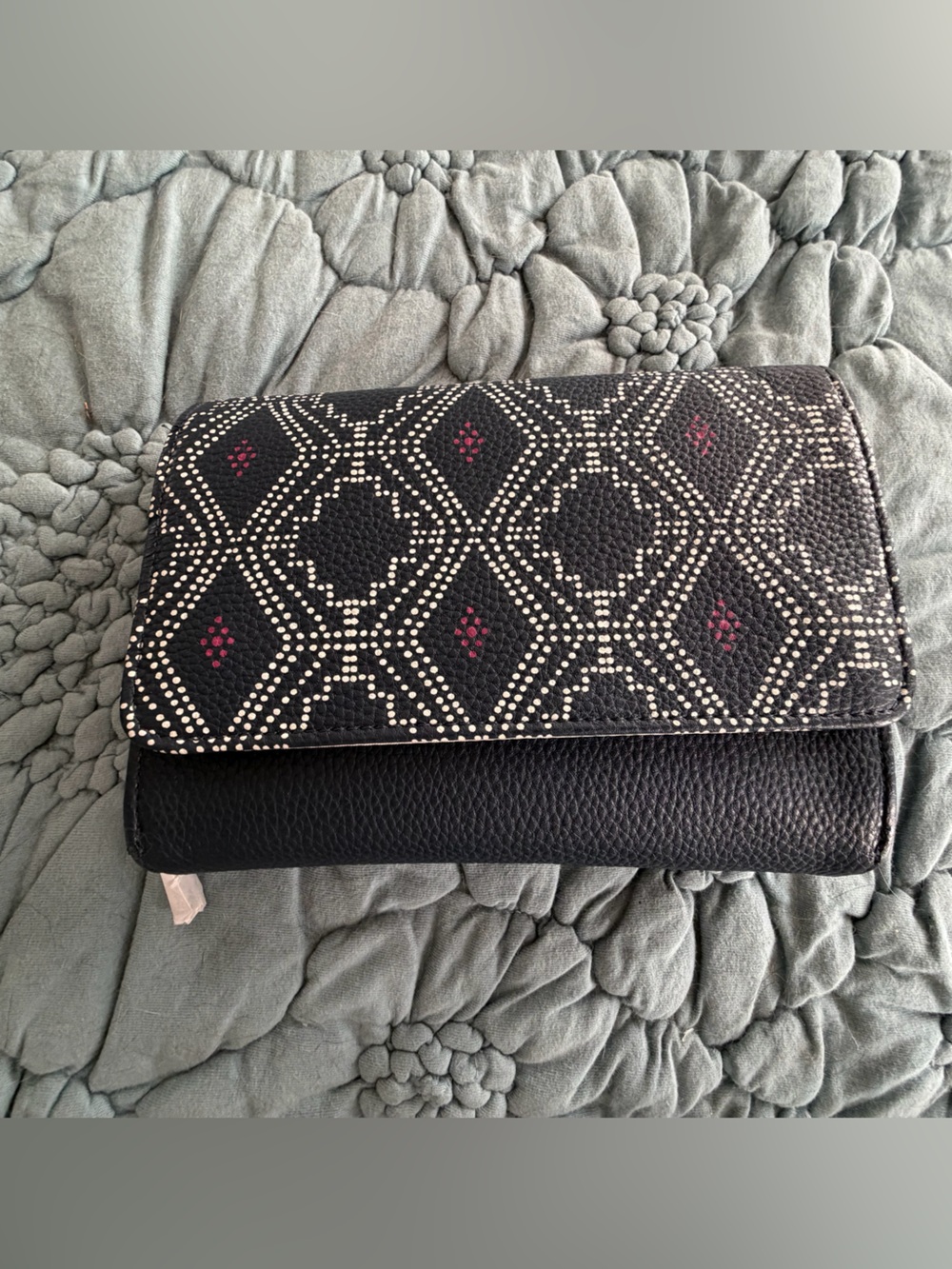 thirty-one navy, pink, and white wallet with strap